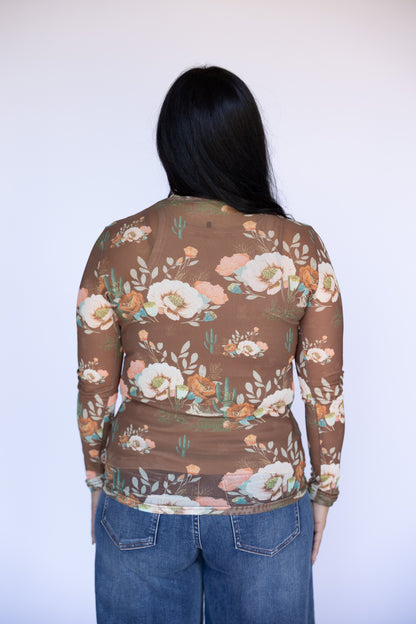 TH1221 BROWN DESERT FLORAL MESH (7 PIECE)