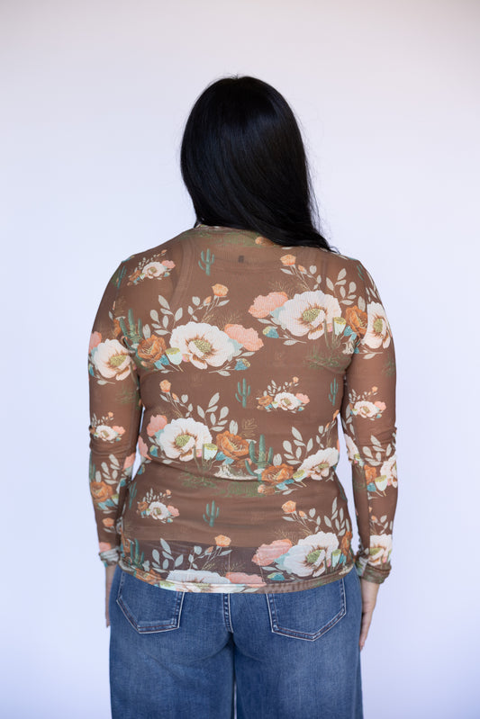 TH1221 BROWN DESERT FLORAL MESH (7 PIECE)