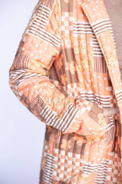 TH1075 ORANGE SQUARE LONG QUITTED JACKET (7 Piece)