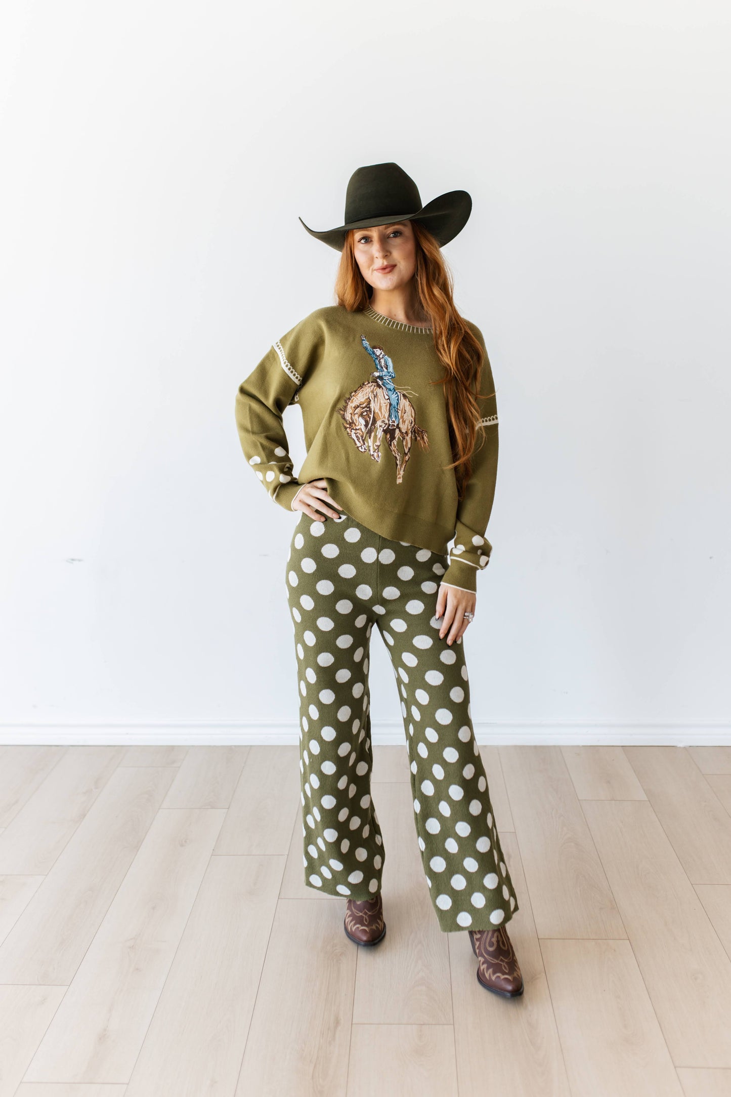 TH651 OLIVE DOT WIDE SWEATER PANT (7 PIECE)