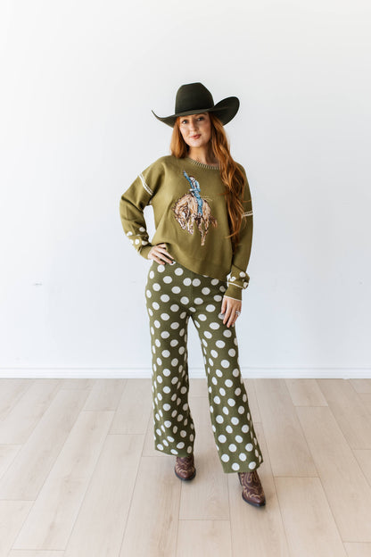 TH651 OLIVE DOT WIDE SWEATER PANT (7 PIECE)