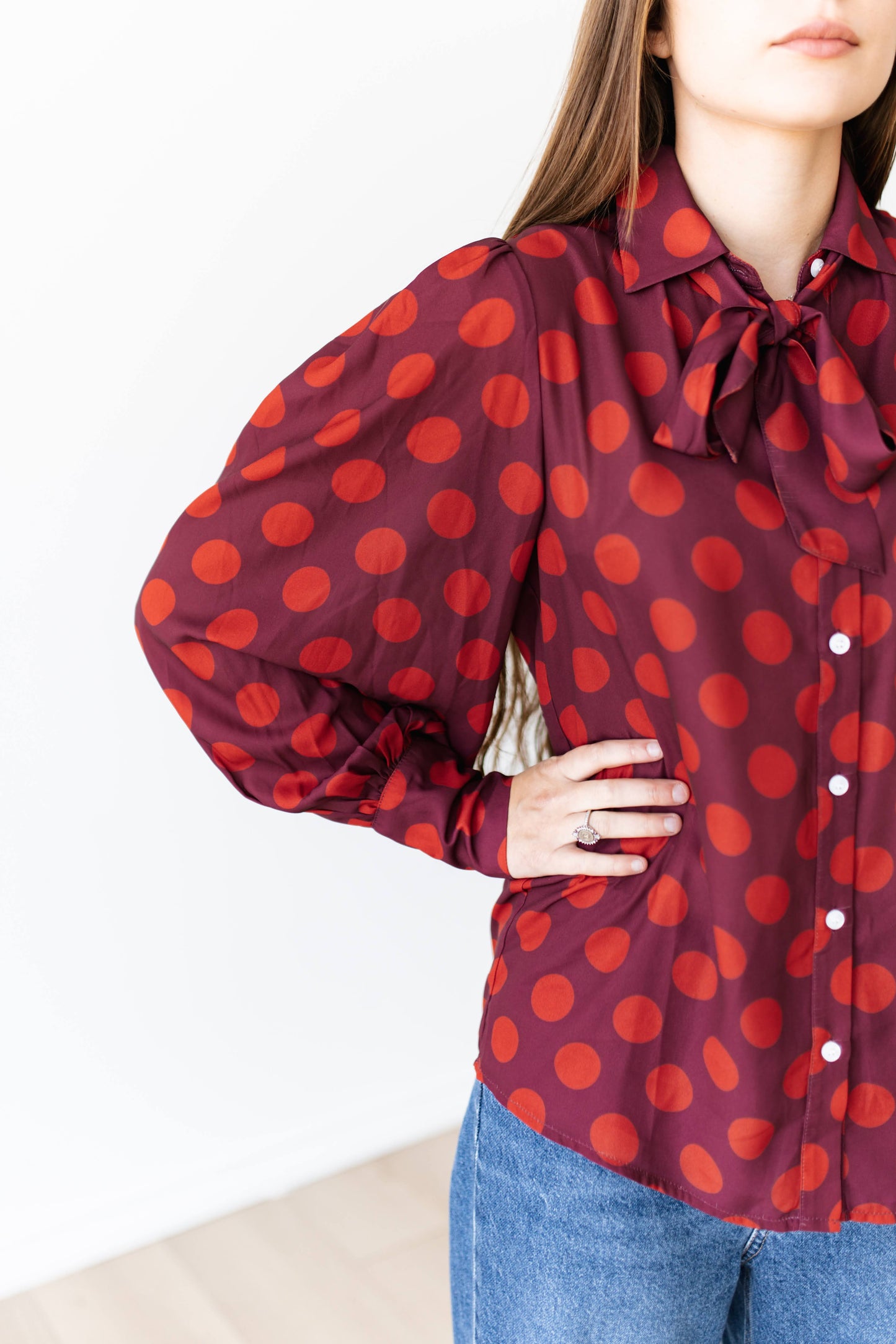 TH11-1  PLUM RED POKA DOT (7 PIECE)