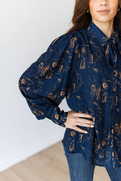 TH11-1 NAVY WESTERN ELEMENTS BLOUSE (7 PIECE)