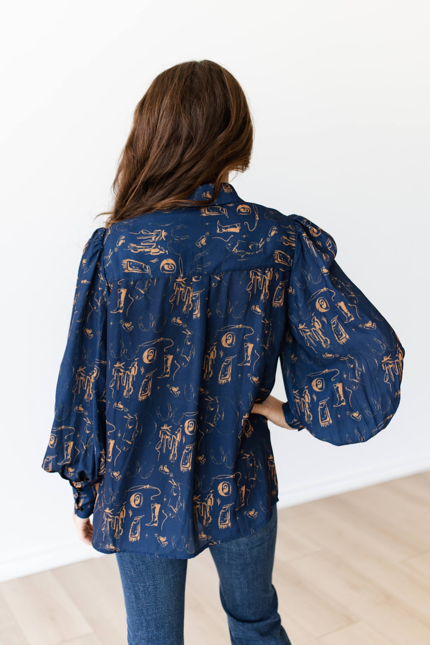 TH11-1 NAVY WESTERN ELEMENTS BLOUSE (7 PIECE)