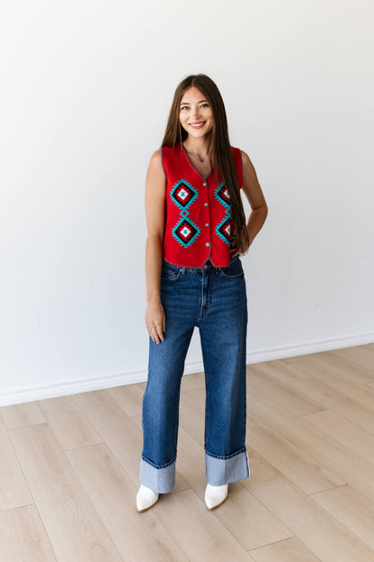 TH315 RED  AZTEC VEST (7 PIECE)