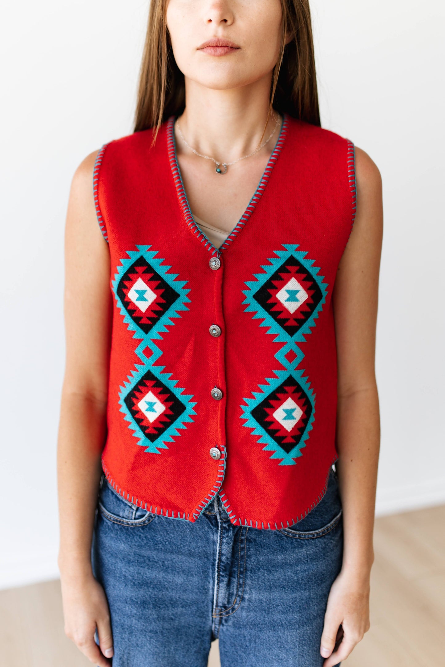 TH315 RED  AZTEC VEST (7 PIECE)