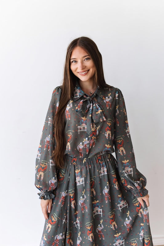 TH12 OLIVE ROPING COWBOY BLOUSE (7 PIECE)