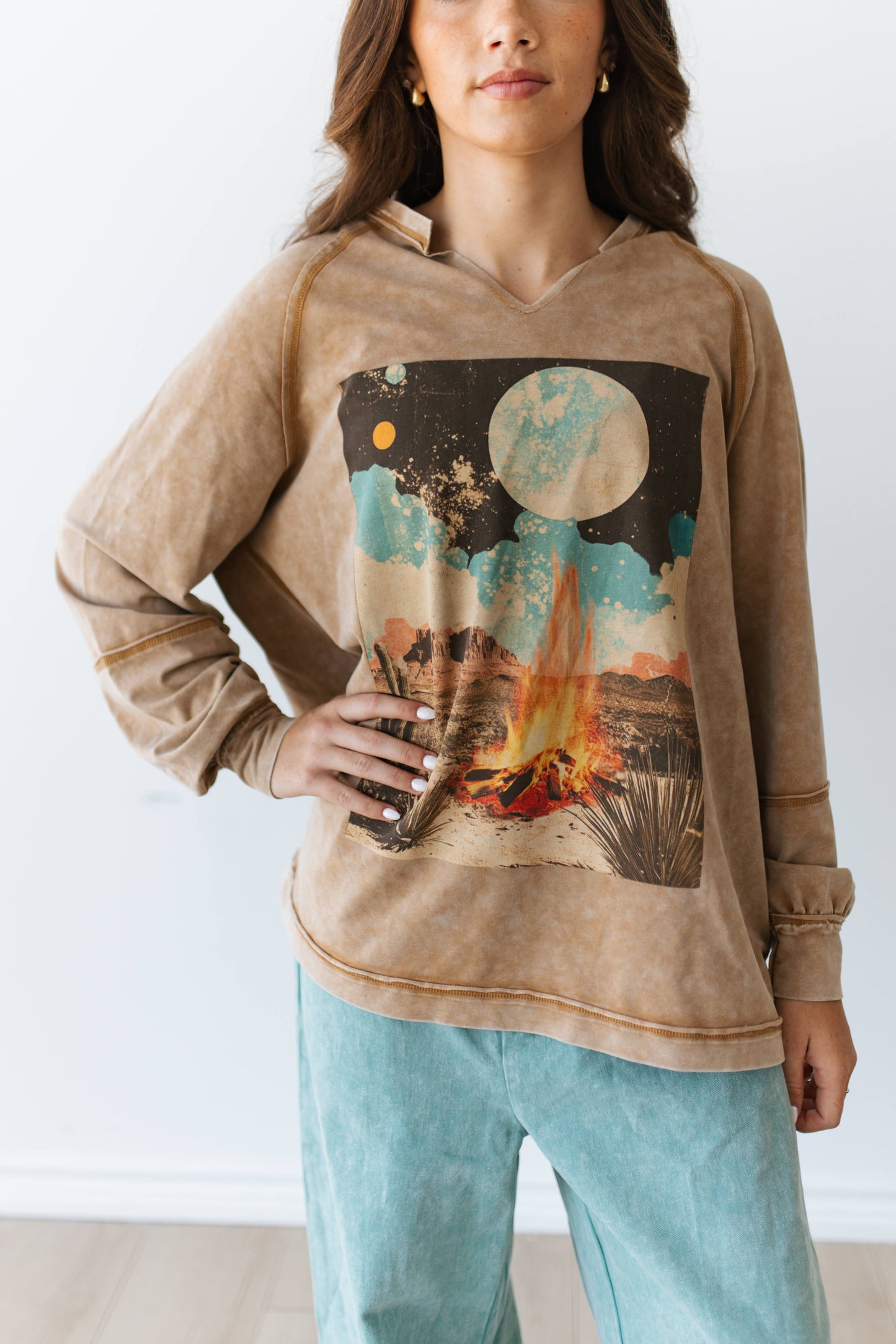TH1480 CAMPFIRE TAN VINTAGE WASH LONG SLEEVE (7 PIECES)