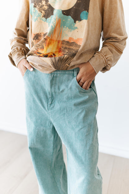 TH61 VINTAGE WASH TURQ WIDE LEGGED BARREL JEAN (7 PIECES)