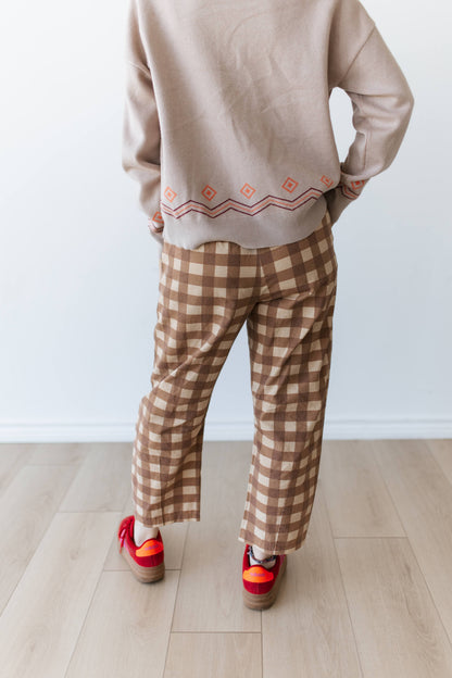 TH2107 BROWN GINGHAM BARREL PANT (7 PIECES)