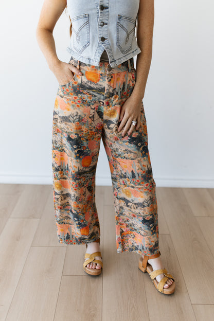 TH61 PINK WESTERN COLLAGE WIDE LEGGED (7 PIECE)