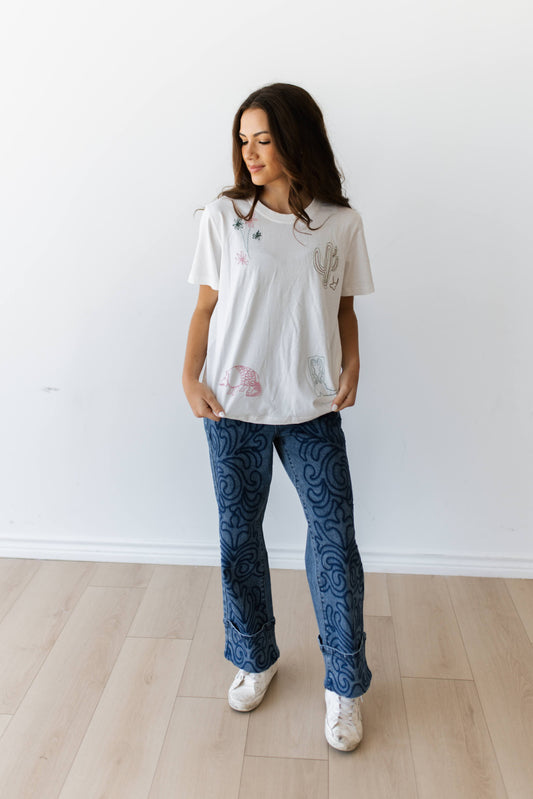 TH1401 WHITE ARMADILLO EMBROIDERY TEE (7 PIECE)