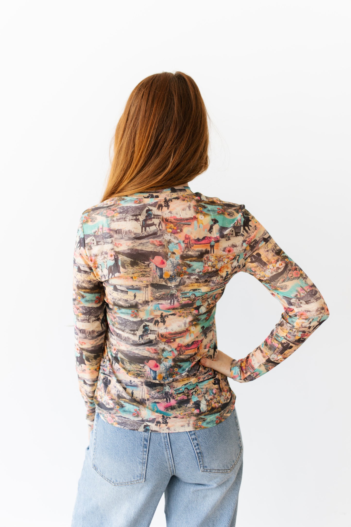 TH1221 PINK WESTERN COLLAGE MESH (7 PIECE)