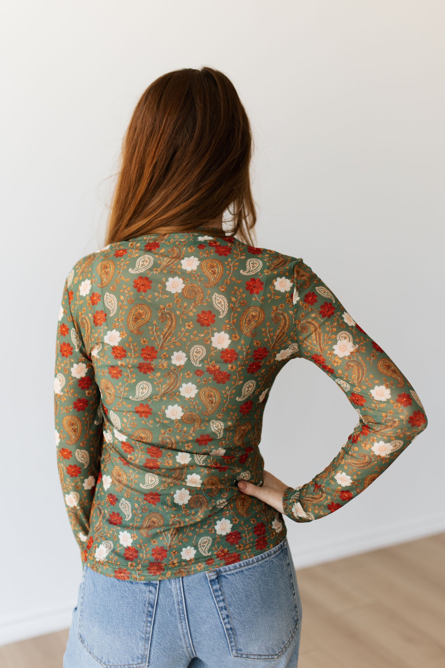 TH1221 OLIVE FLORAL PAISLEY MESH (7 PIECE)