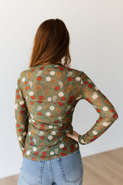 TH1221 OLIVE FLORAL PAISLEY MESH (7 PIECE)