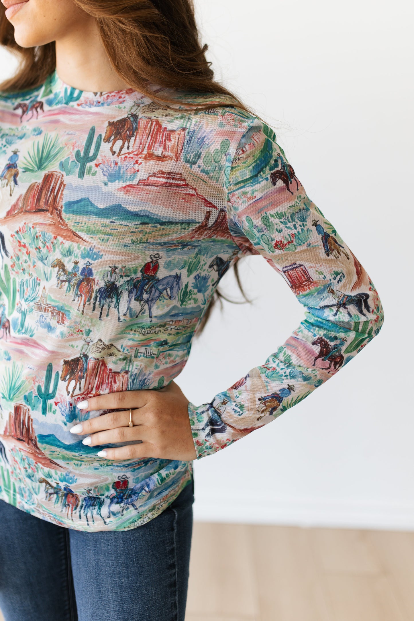 TH1221 WESTERN WATER COLOR MESH TOP (7 PIECE)