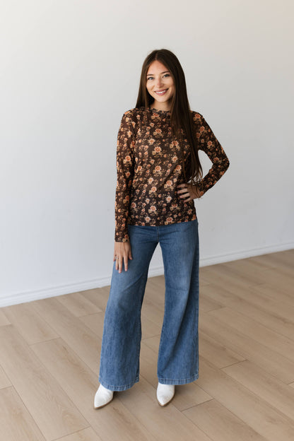 TH1221 BROWN FLORAL MESH (7 PIECE)