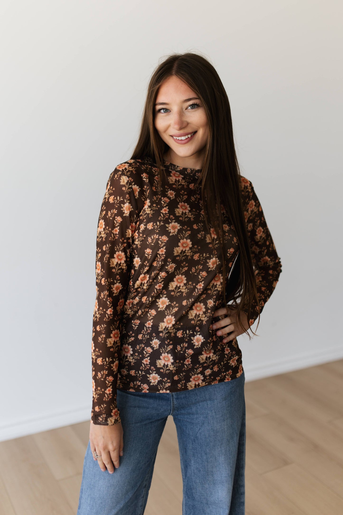 TH1221 BROWN FLORAL MESH (7 PIECE)