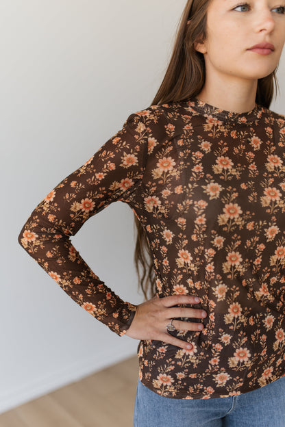 TH1221 BROWN FLORAL MESH (7 PIECE)