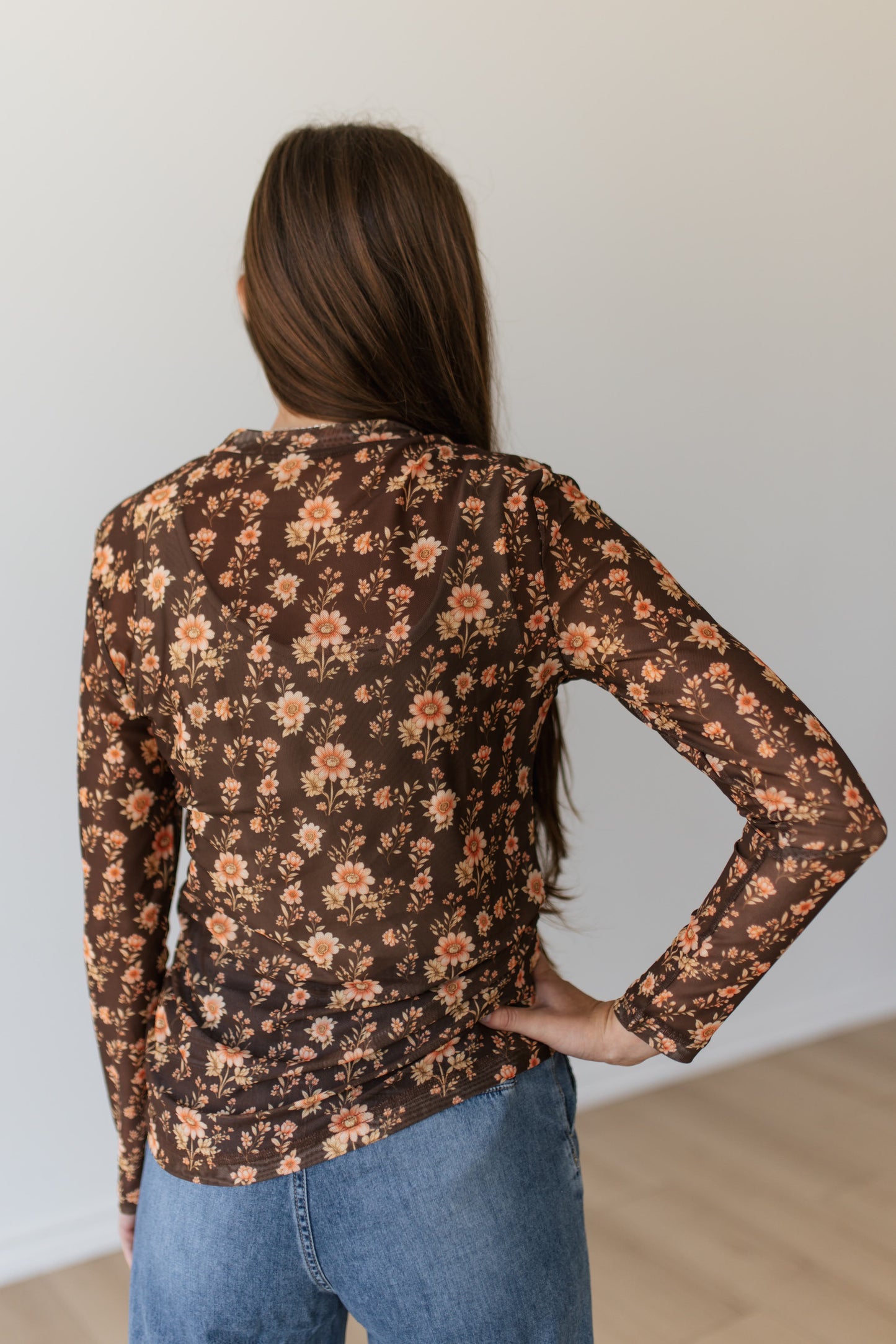 TH1221 BROWN FLORAL MESH (7 PIECE)