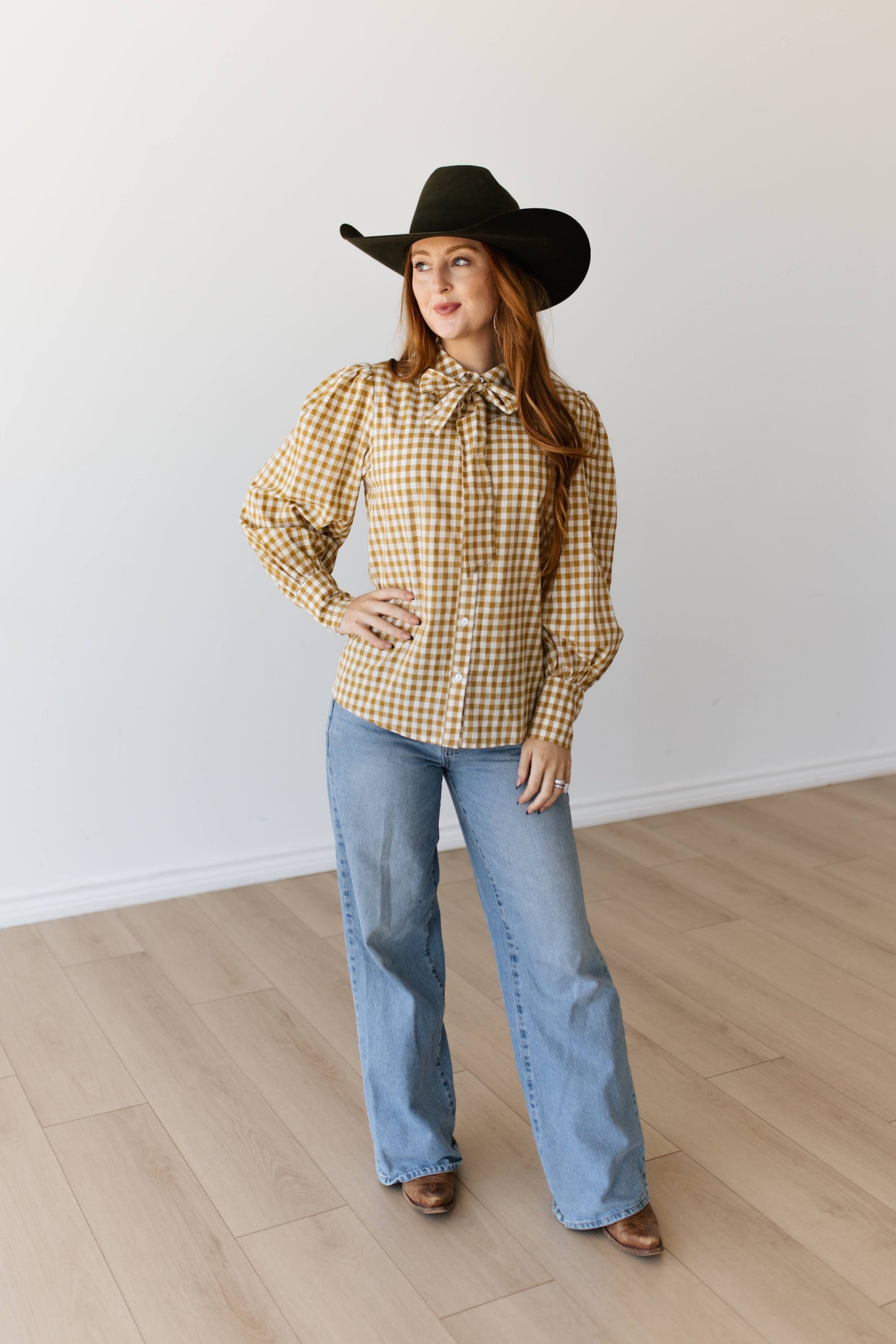 TH11-1  DIJON GINGHAM TOP WITH TIE (7 PIECE)