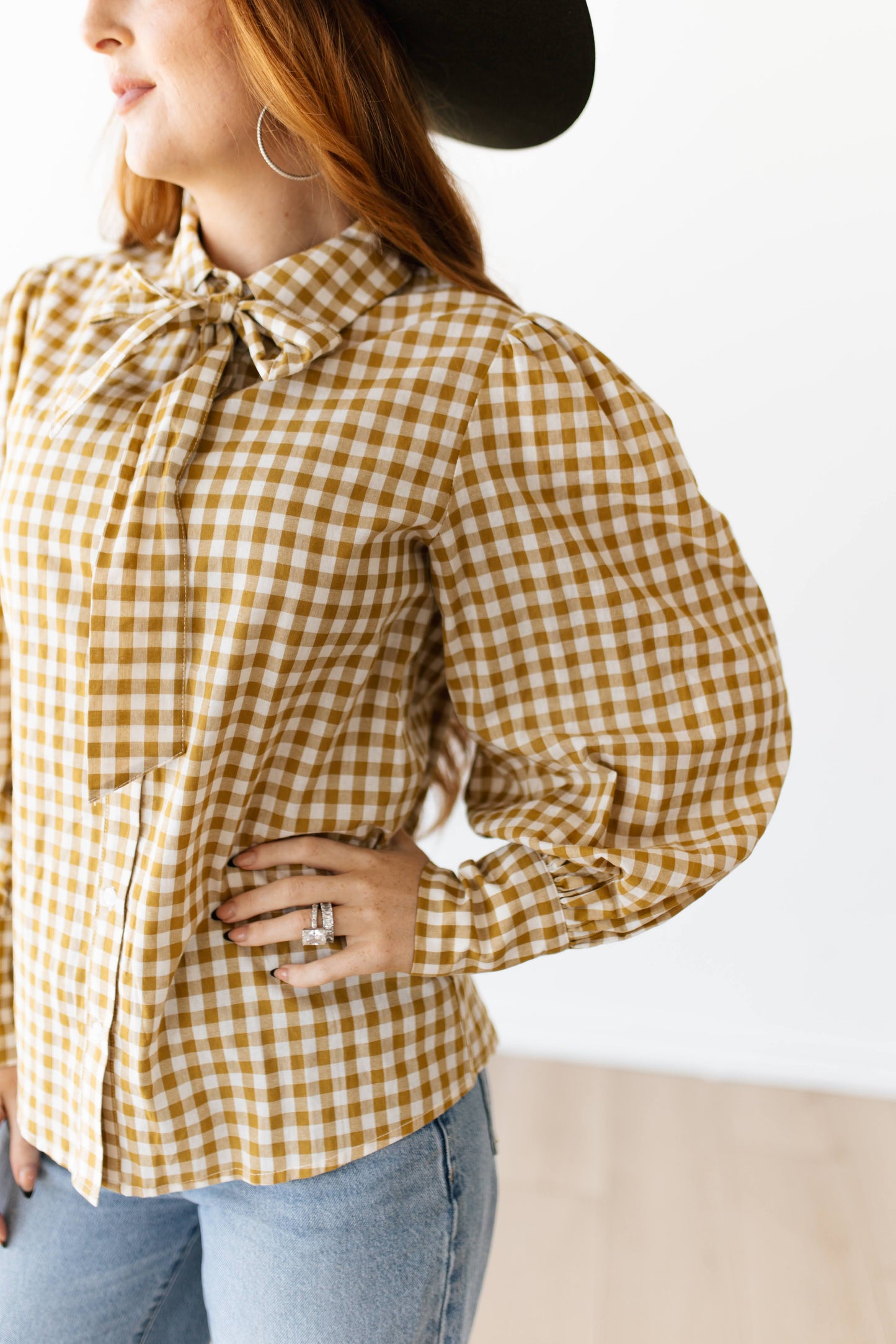 TH11-1  DIJON GINGHAM TOP WITH TIE (7 PIECE)