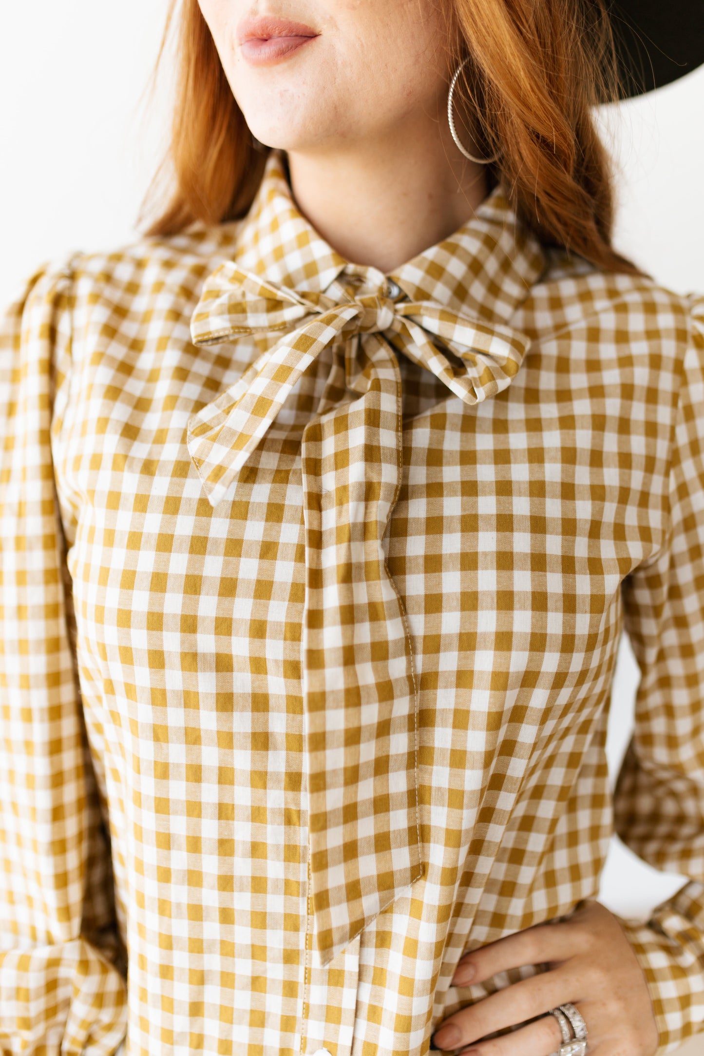 TH11-1  DIJON GINGHAM TOP WITH TIE (7 PIECE)
