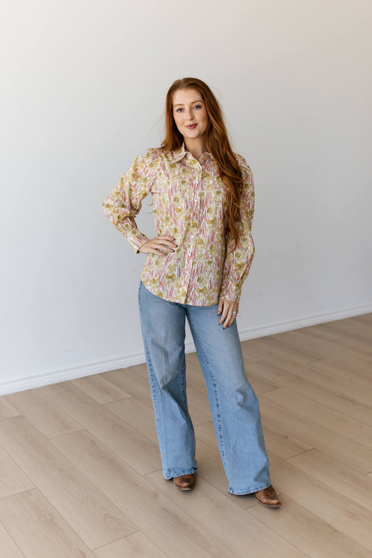 TH12 RUST GREEN FLORAL SKETCH TOP (7 PIECE)