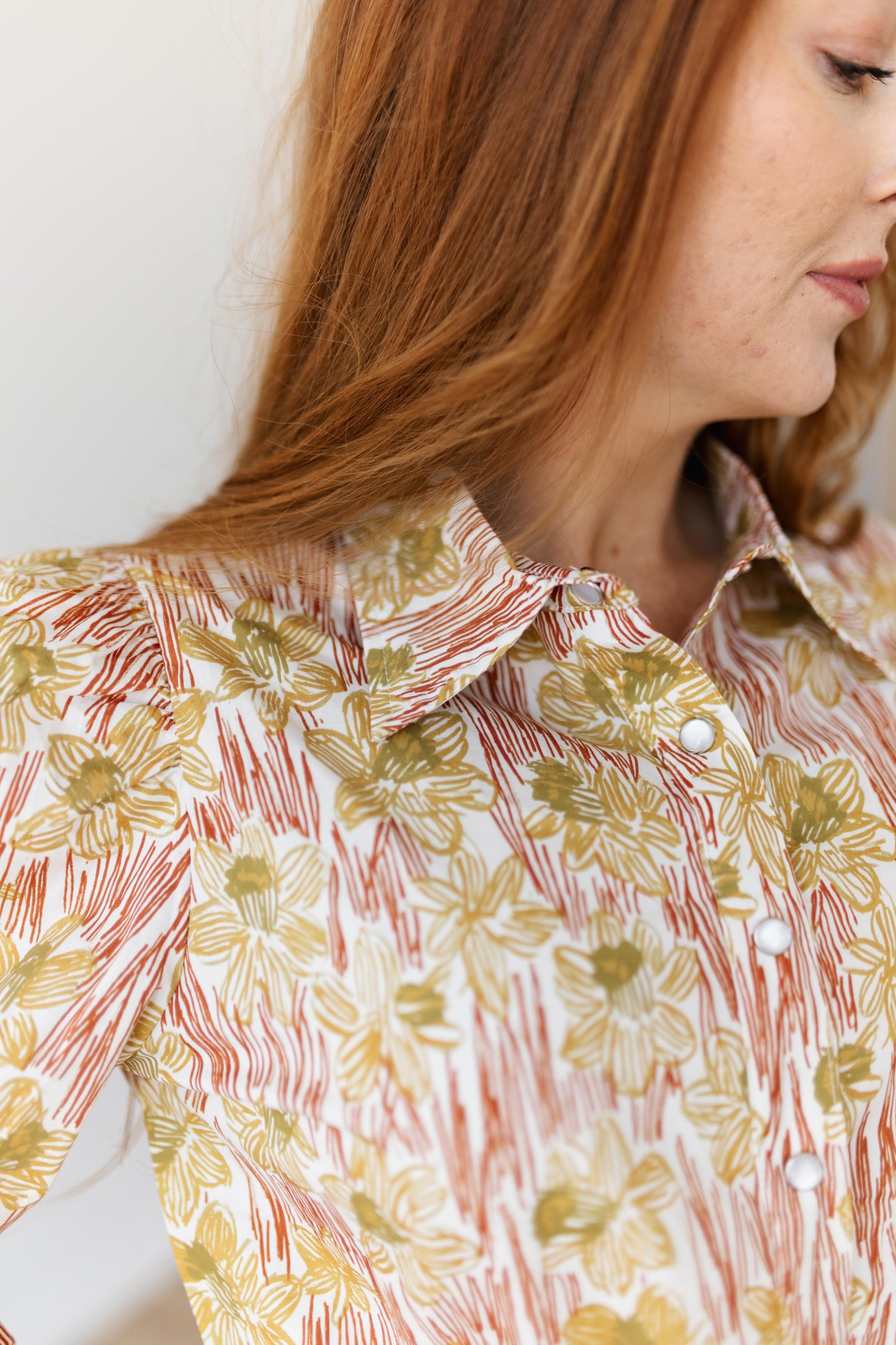 TH12 RUST GREEN FLORAL SKETCH TOP (7 PIECE)