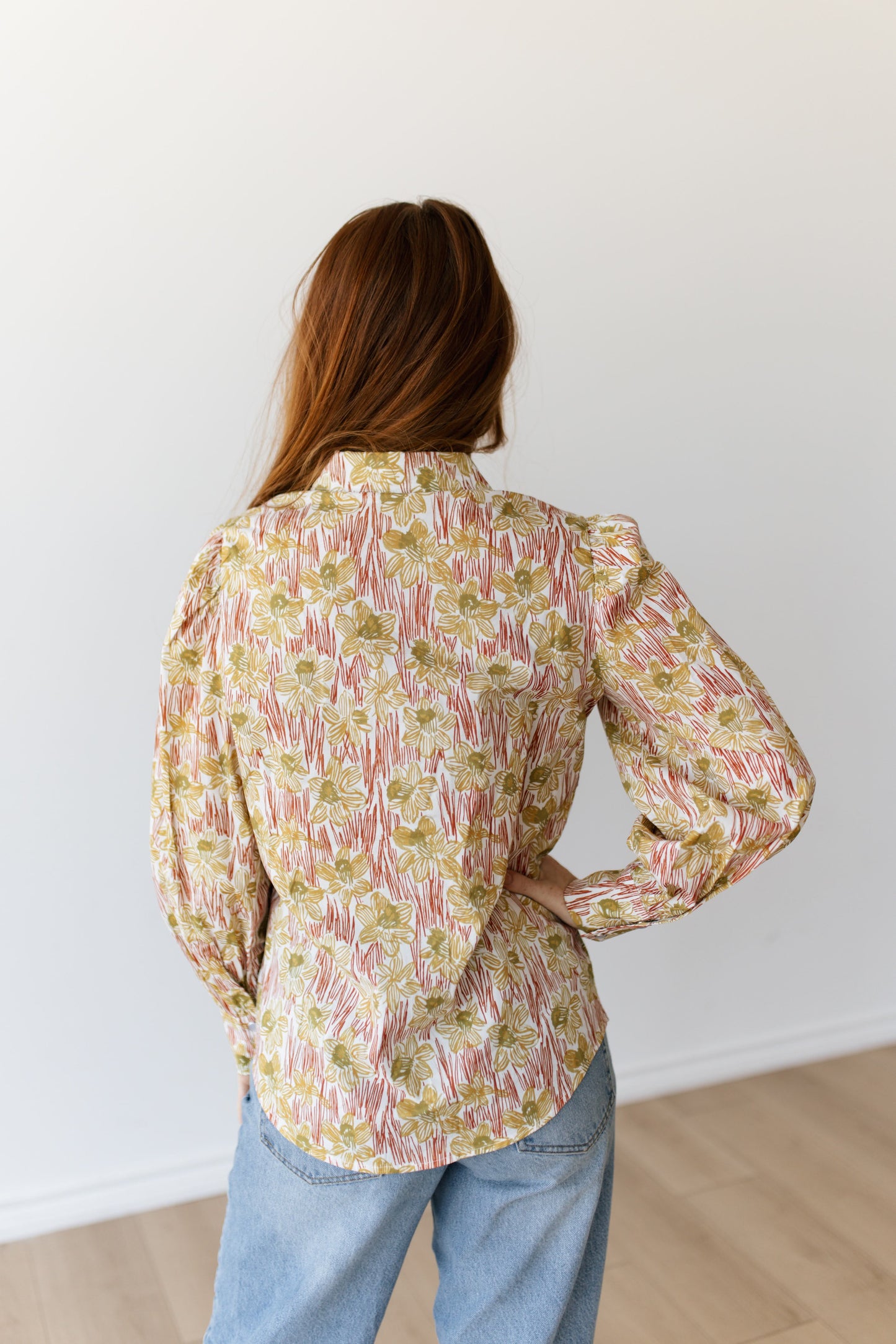 TH12 RUST GREEN FLORAL SKETCH TOP (7 PIECE)