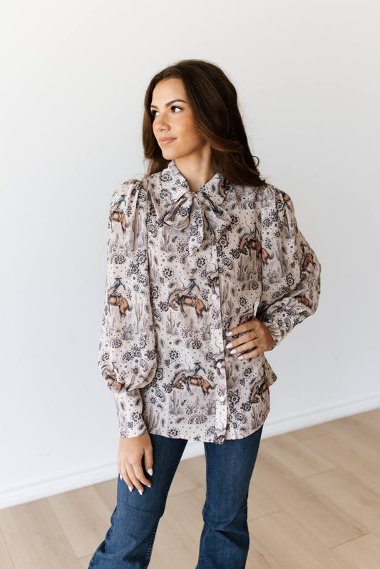 TH2820 IVORY BRONC PAISLEY TIE TOP (7 PIECES)