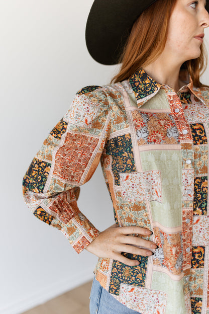 TH12 SAGE ORANGE PATCHWORK TOP (7 PIECE)