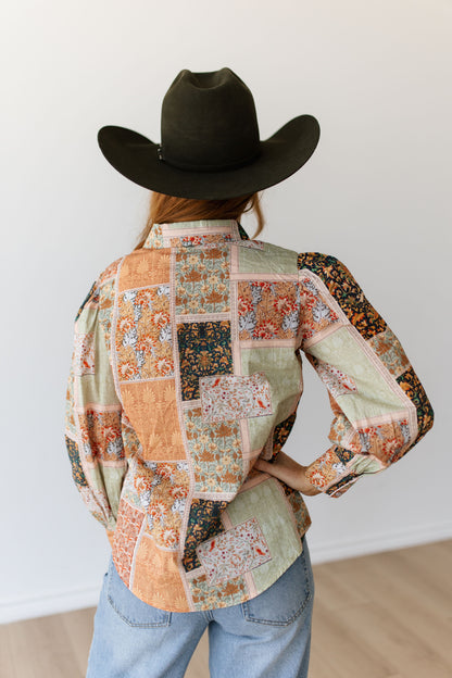 TH12 SAGE ORANGE PATCHWORK TOP (7 PIECE)
