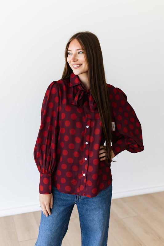 TH11-1  PLUM RED POKA DOT (7 PIECE)