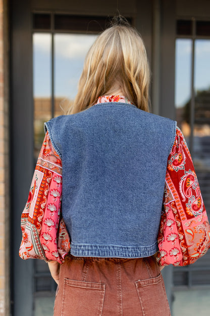 TH162 DENIM SWIRL VEST  (7 Piece)