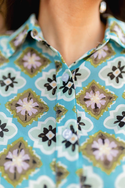 TH24 TURQUOISE MEDALLION BLOUSE ( 7 PIECE)