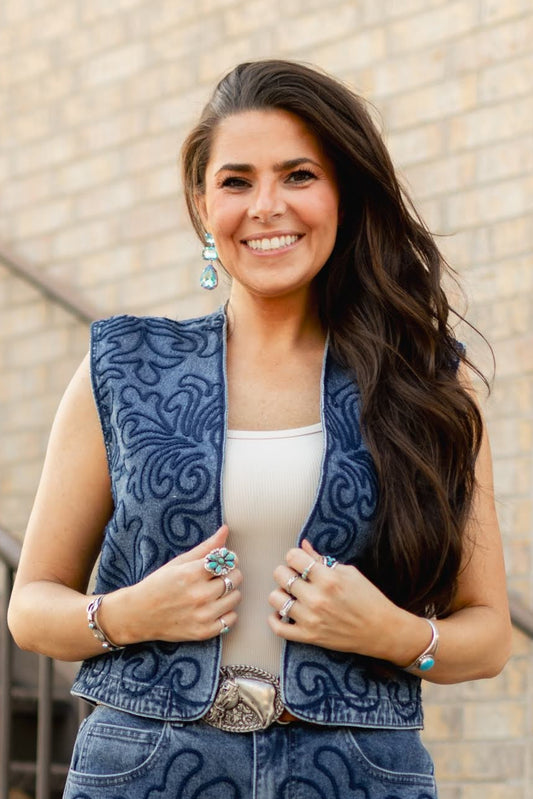 TH162 DENIM SWIRL VEST  (7 Piece)