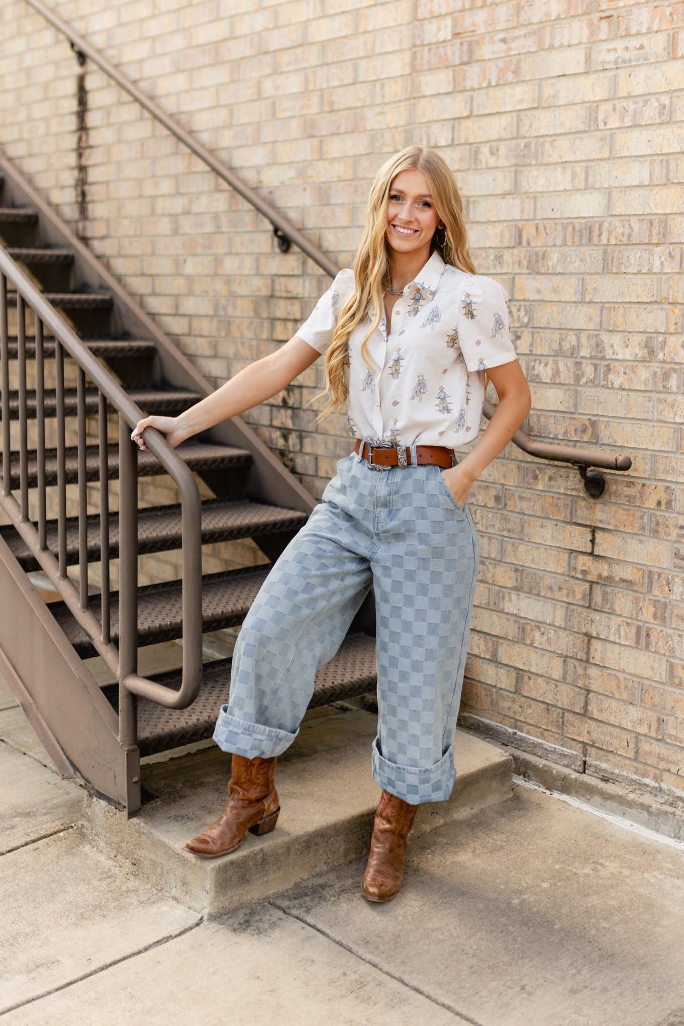 TH201 CHECKER CUFF DENIM JEAN (7 PIECES)