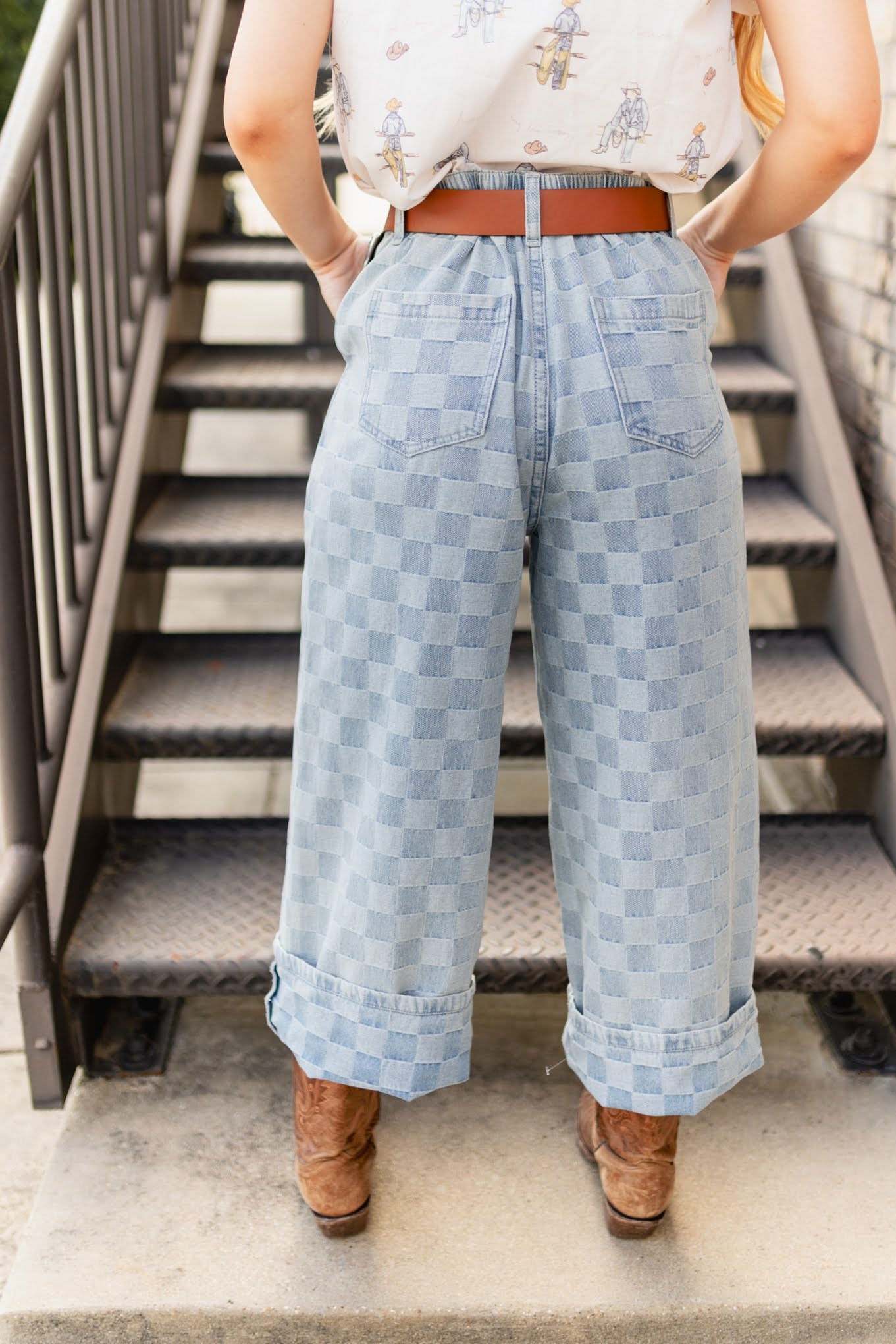 TH201 CHECKER CUFF DENIM JEAN (7 PIECES)