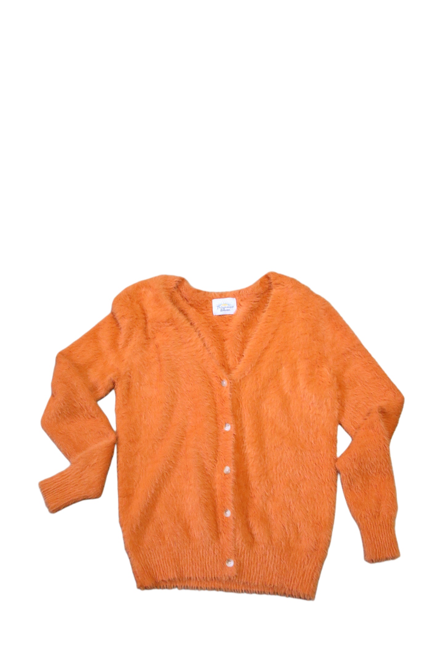 TH1625 FUZZY BUTTON SWEATER ORANGE ( 1 PIECES)