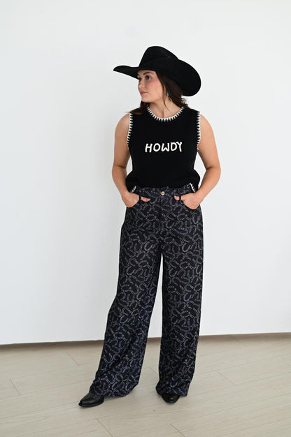 TH4215 BLACK / WHITE HOWDY PULLOVER SWEATER (7 PIECE)