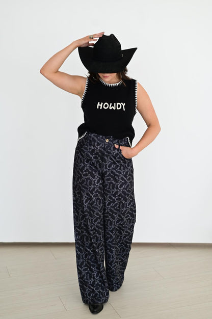 TH4215 BLACK / WHITE HOWDY PULLOVER SWEATER (7 PIECE)
