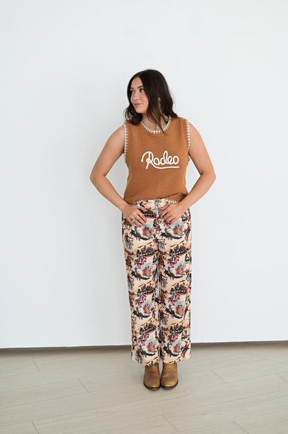 TH4215 S267 BROWN RODEO PULLOVER SWEATER (OPEN)