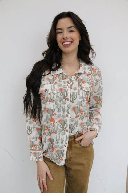 TH1301 S172 CACTUS GAUZE TOP (1 Piece)