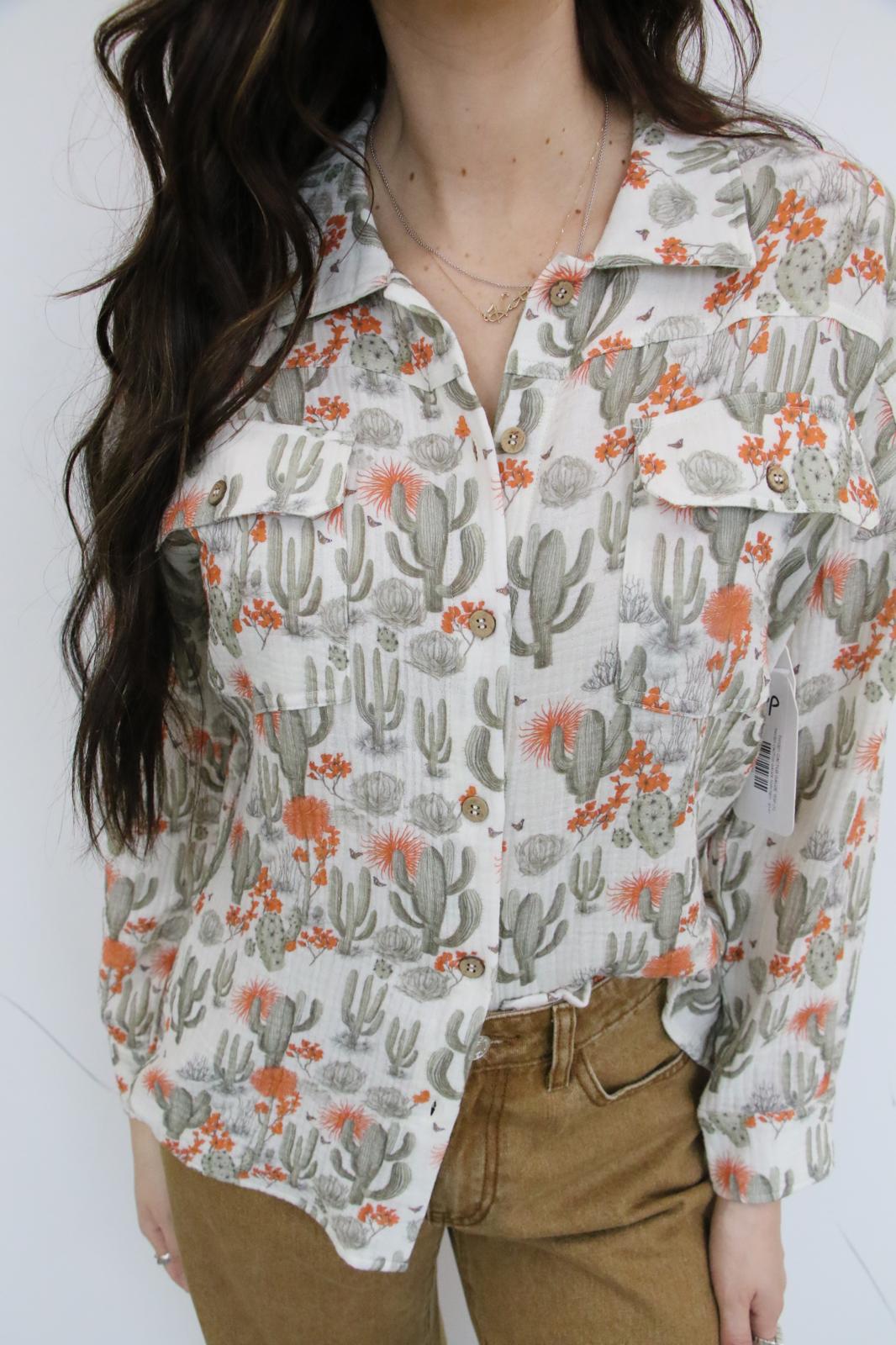 TH1301 S172 CACTUS GAUZE TOP (1 Piece)