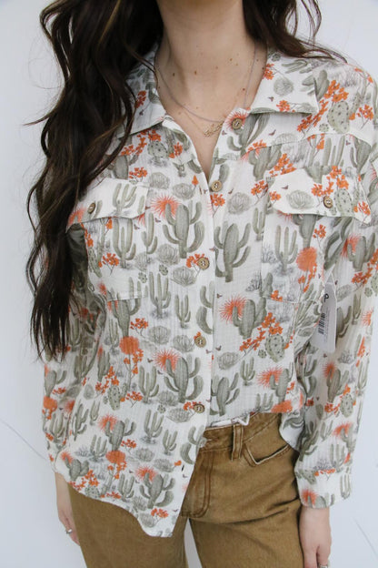 TH1301 S172 CACTUS GAUZE TOP (1 Piece)