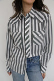 TH19 LARGE Black Striped Western Shirt(7 Piece)