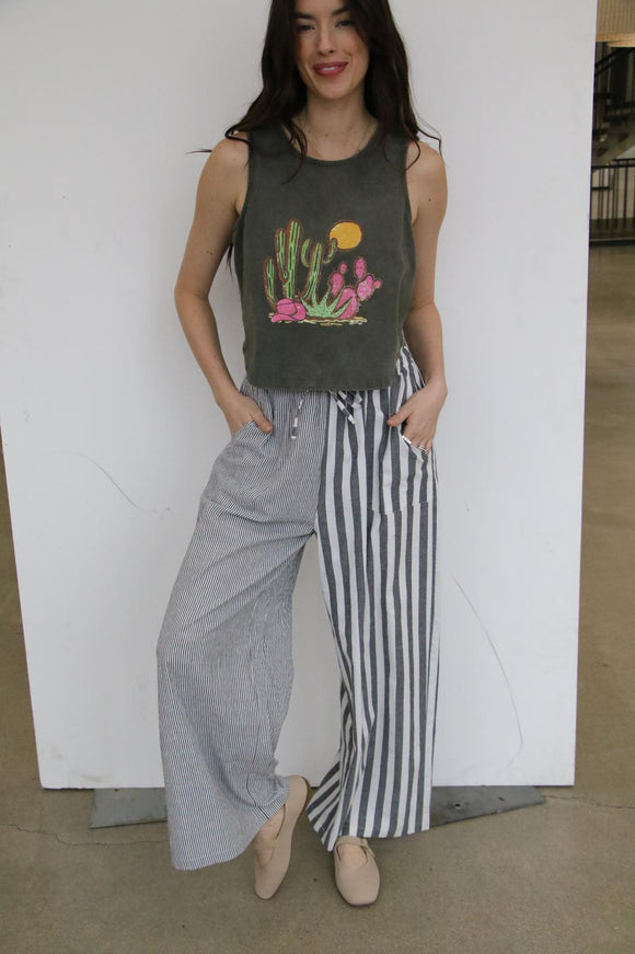 TH2109 BLACK MIXED STRIPES