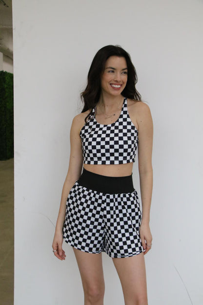 TH9 BLACK CHECK CRISSCROSS ACTIVE BRA(1 Piece)