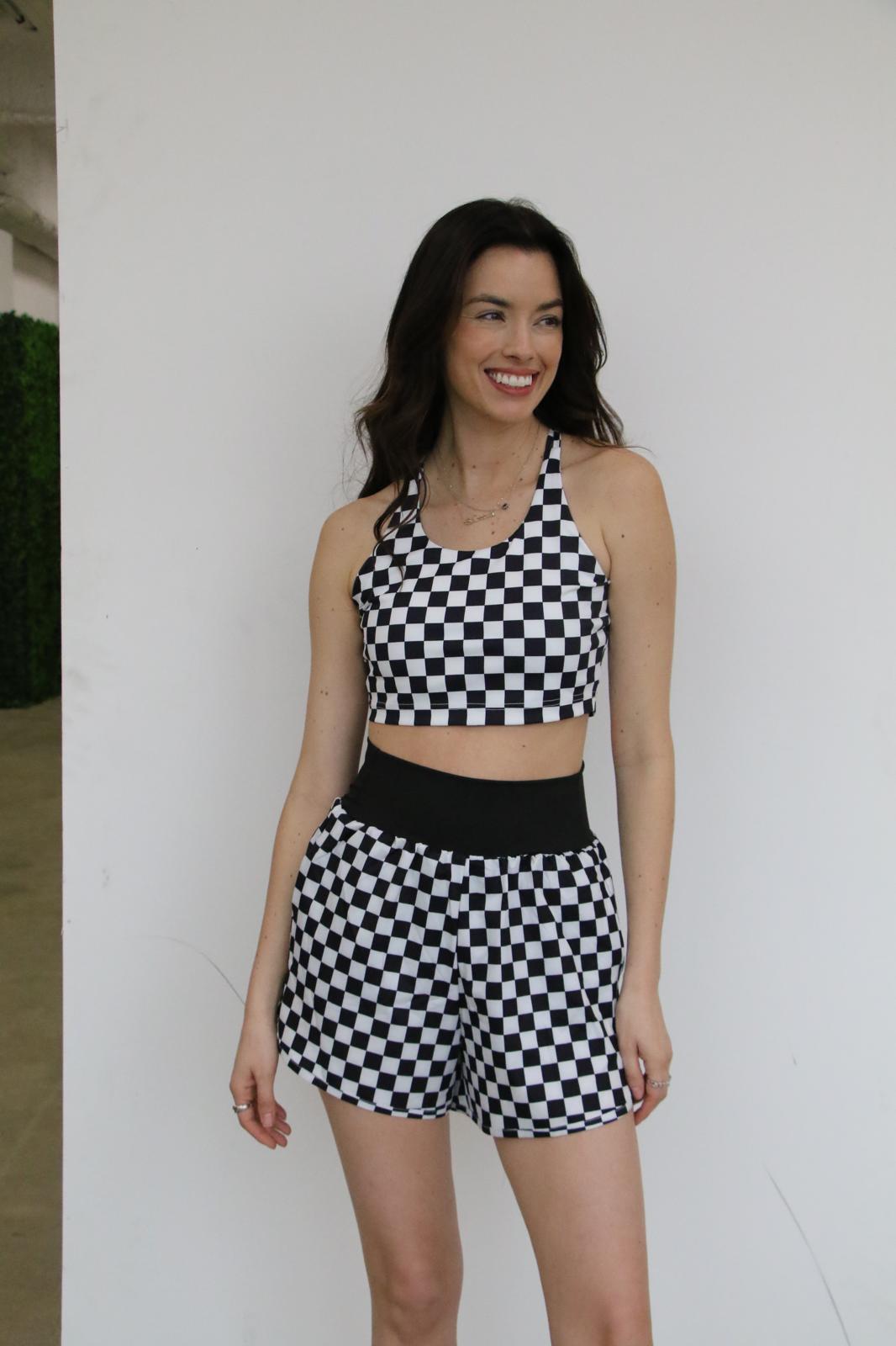 TH9 BLACK CHECK CRISSCROSS ACTIVE BRA(1 Piece)